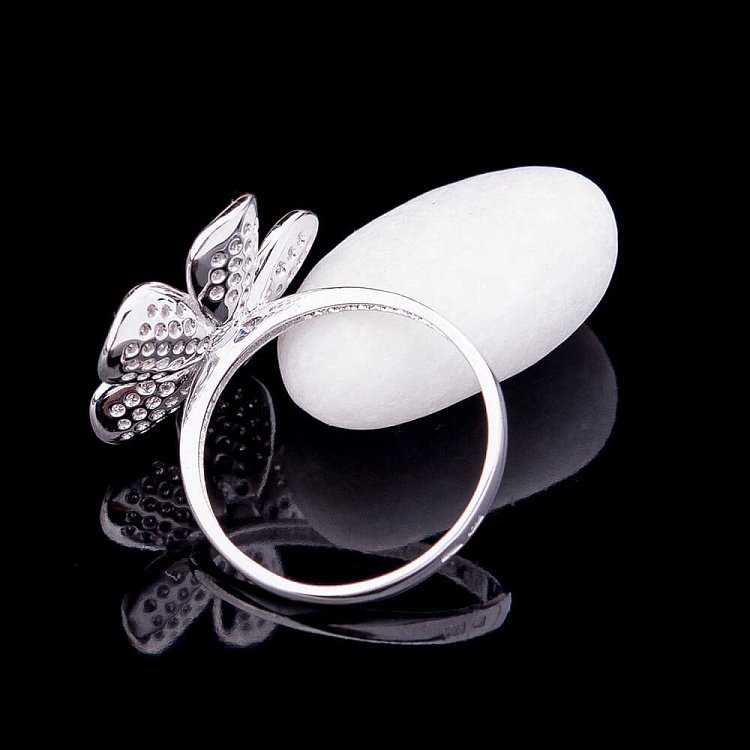 Золотое кольцо "Цветочек" с фианитами к03312 от ювелирного магазина Оникс - 2