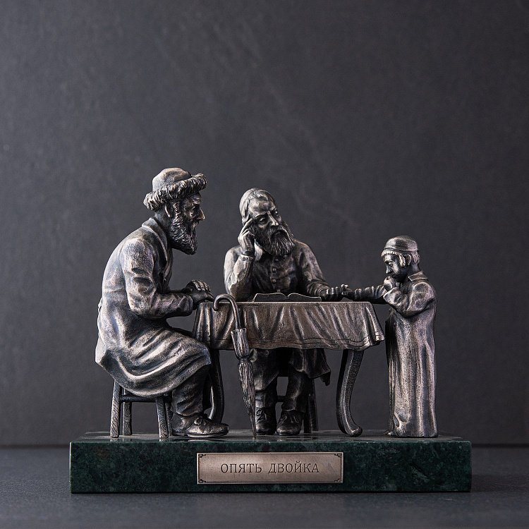 Серебряная фигура ручной работы "Опять двойка" 23152 от ювелирного магазина Оникс