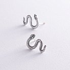 Серебряные серьги - пусеты "Змеи" 40019 от ювелирного магазина Оникс - 2