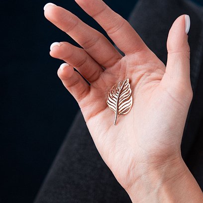 Золота брошка "Листочок" зак00149 №2