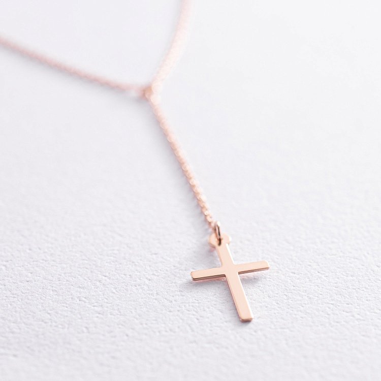 Золоте кольє - краватка з хрестиком 860463 від ювелірного магазину Онікс - 3