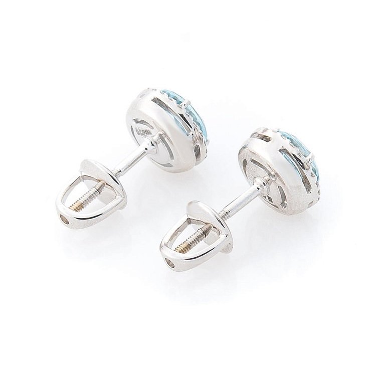 Золотые серьги-пусеты с топазом и фианитами (диаметр-9 мм) 14048668бт от ювелирного магазина Оникс - 1