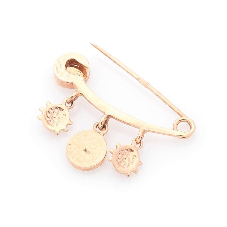 Золотая булавка "Божья коровка и смайлик" (эмаль) зак00035 от ювелирного магазина Оникс - 1