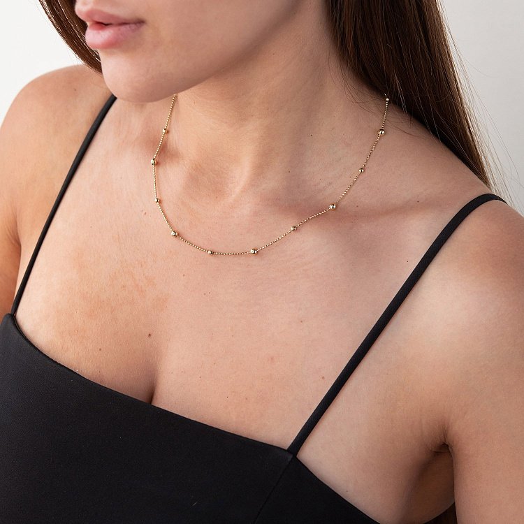 Колье "Шарики" в желтом золоте кол02014 от ювелирного магазина Оникс - 1