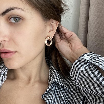 Золотые серьги "Кольца" с08366 №13