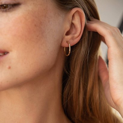 Сережки - кільця в жовтому золоті с08488 №5