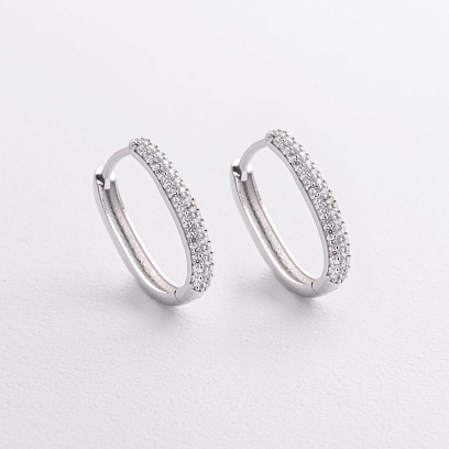 Золоті сережки "Овальні" з фіанітами с09505