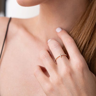 Каблучка "Дейзі" в жовтому золоті (фіаніти) з3913ж №2