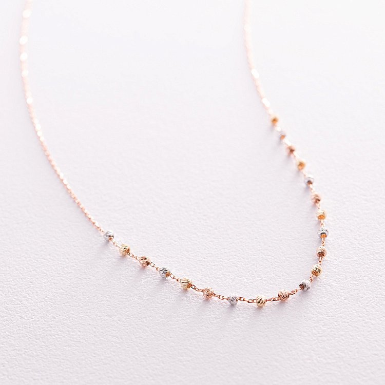 Кольє "Кульки" у трьох кольорах золота кол02330 від ювелірного магазину Онікс