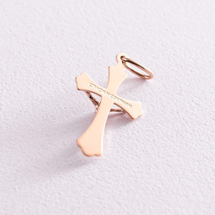 Золотий православний хрестик "Розп'яття. Спаси і збережи" п03642 від ювелірного магазину Онікс - 1