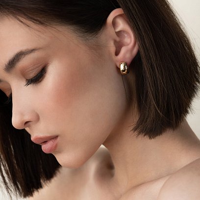 Серьги - кольца в желтом золоте с06952 №10