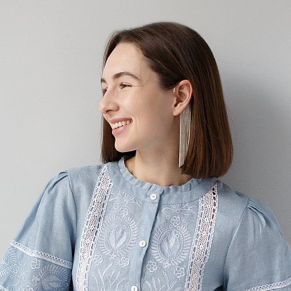 Сережка - каффа "Неповторність" в білому золоті с07589 №7