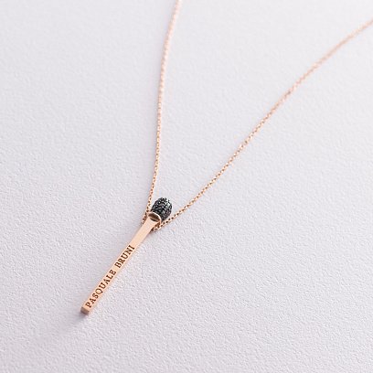 Золотое колье "Спичка" (черные фианиты) кол01468