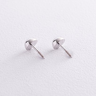 Серьги - пусеты "Полусфера" в белом золоте (0.7 см) с08205 №5