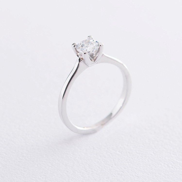 Заручальна каблучка в білому золоті (фіаніт) к06313 від ювелірного магазину Онікс