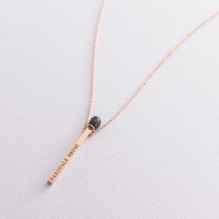 Золотое колье "Спичка" (черные фианиты) кол01468 от ювелирного магазина Оникс