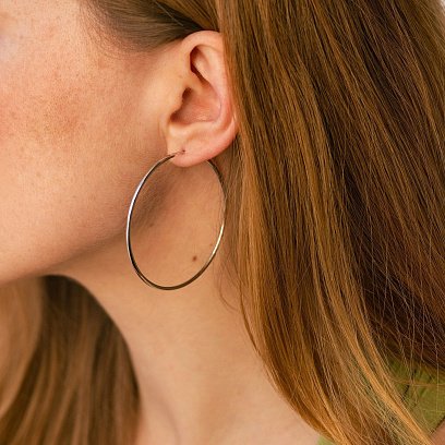 Сережки - кільця в білому золоті (5.3 см) с08532 №4