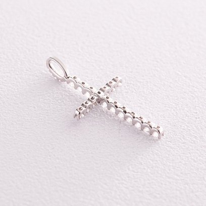 Крестик в белом золоте с бриллиантами пб0292cha №3