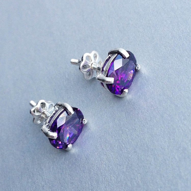 Серебряные серьги-пусеты с фианитами 122176 от ювелирного магазина Оникс - 3