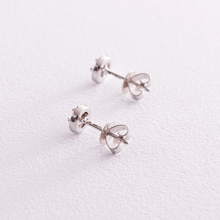 Золоті сережки - пусети "Сердечки" з діамантами сб0049са від ювелірного магазину Онікс - 2