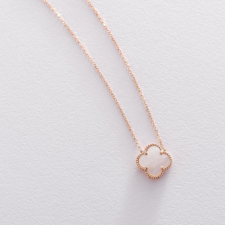 Колье из красного золота "Клевер" (перламутр) кол01664 от ювелирного магазина Оникс - 2