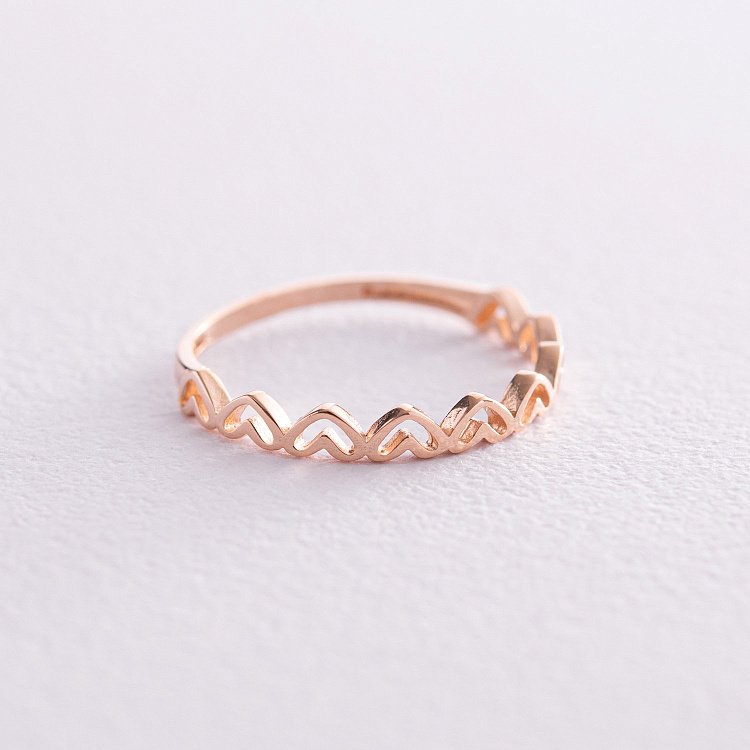 Кольцо "Сердечки" в красном золоте к07158 от ювелирного магазина Оникс - 2