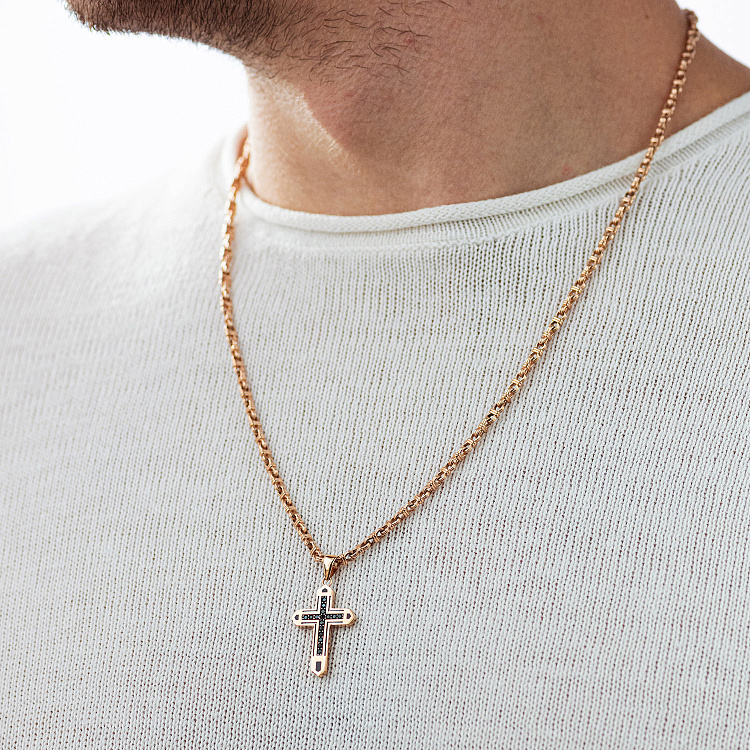 Хрест в червоному золоті (фіаніти, емаль) п03496 від ювелірного магазину Онікс - 1