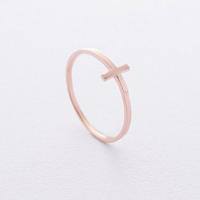 Каблучка "Хрестик" у червоному золоті к08195 №3