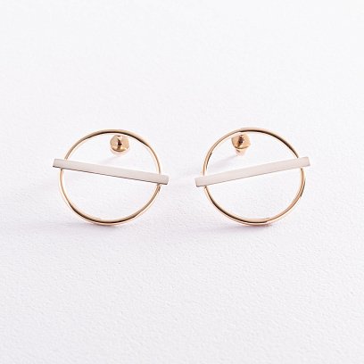 Золотые серьги - пусеты "Баланс" с07795 №7