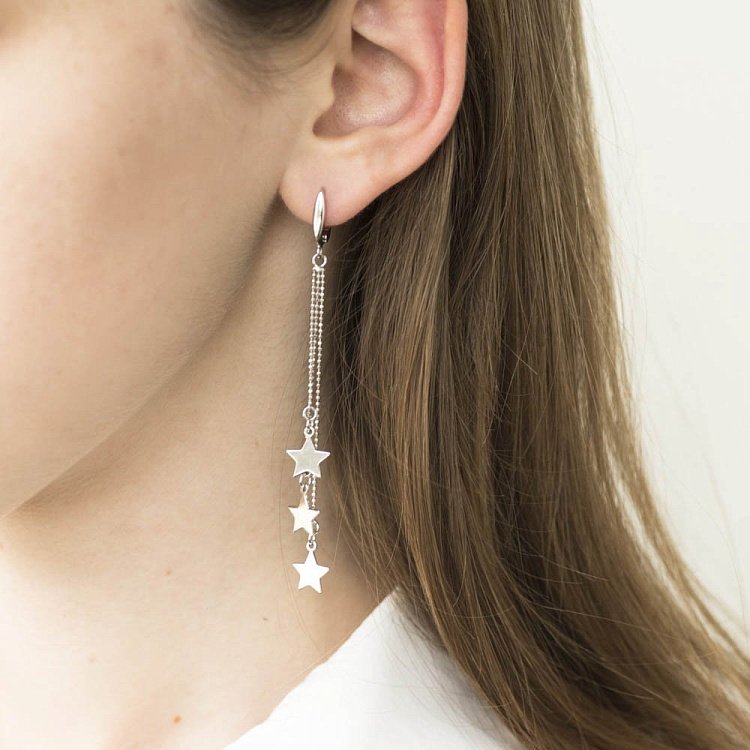 Серебряные серьги "Звездочки" 122203 от ювелирного магазина Оникс - 2