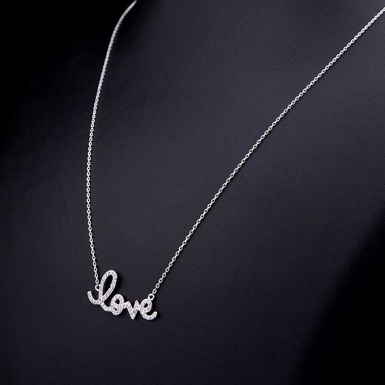 Колье "Love" с фианитами (родий, 50см) 18177 от ювелирного магазина Оникс - 5