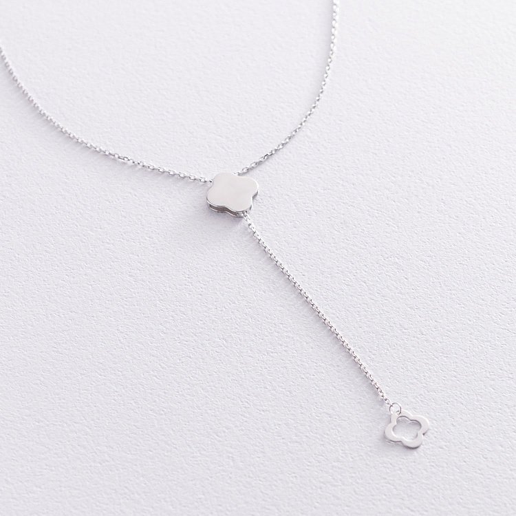 Кольє "Конюшина" в білому золоті кол01902 від ювелірного магазину Онікс - 4