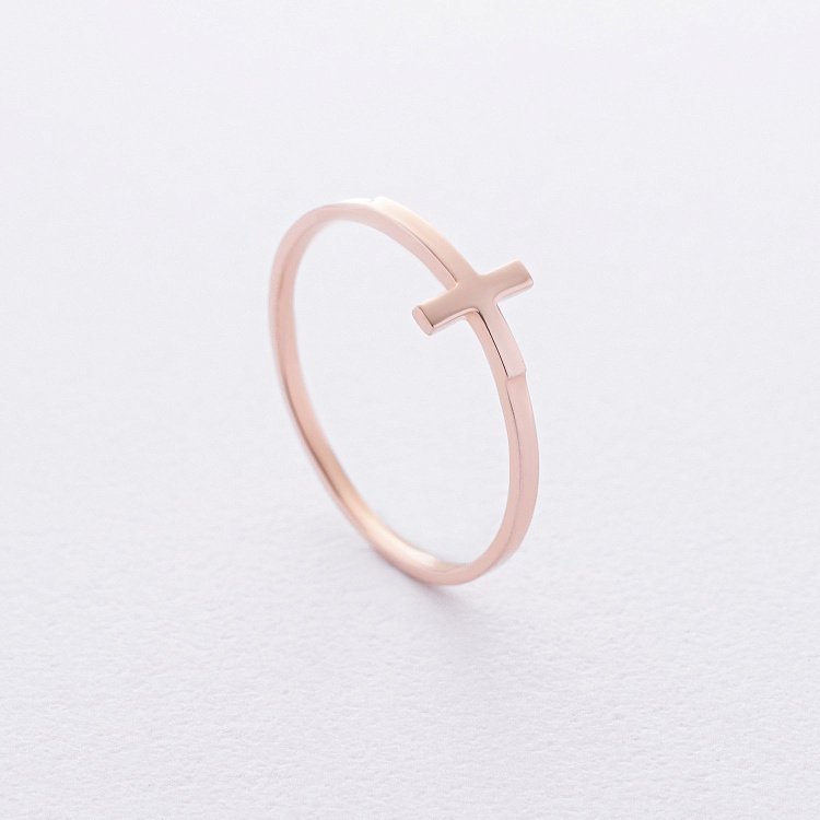 Каблучка "Хрестик" у червоному золоті к08195 від ювелірного магазину Онікс - 2