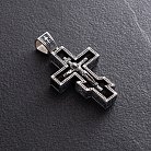 Чоловічий православний хрест "Розп'яття. Спаси та Збережи" з ебенового дерева та срібла 1329 от ювелирного магазина Оникс - 1