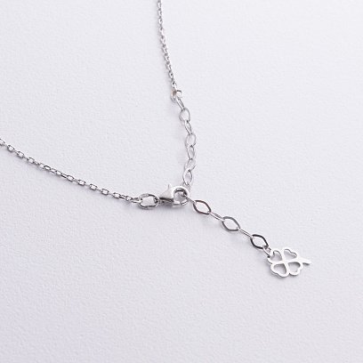 Серебряное колье "Клевер" с ониксом 181326 №4