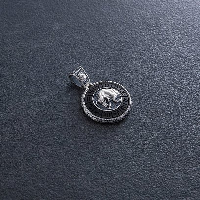 Срібний кулон "Знак зодіаку Тілець" з ебеном 1041телець №5