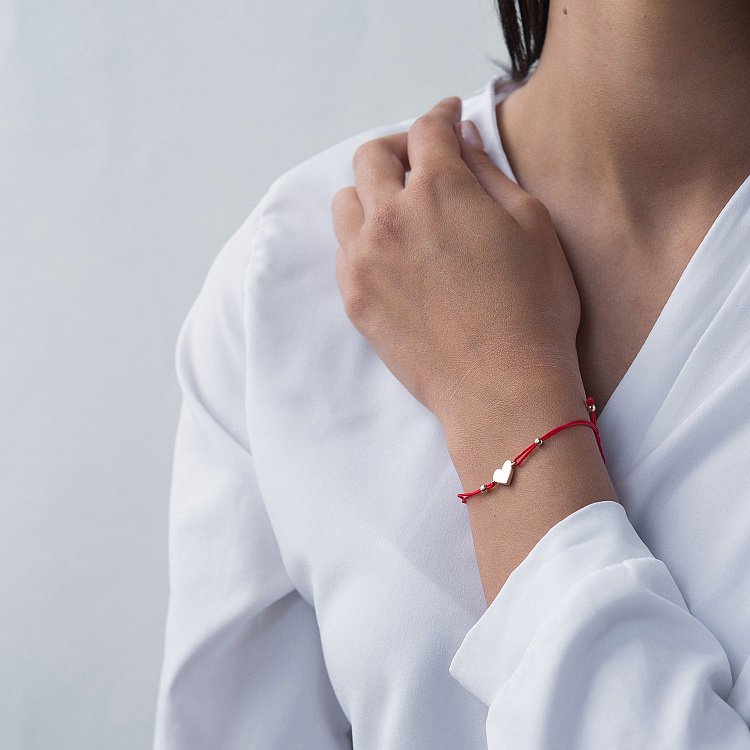 Браслет с красной нитью "Сердце" б04207 - 4 Браслет с красной нитью "Сердце" б04207 от ювелирного магазина Оникс - 4