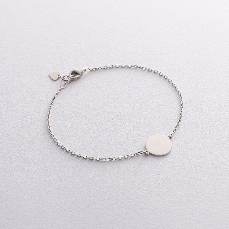 Браслет "Монетка" в белом золоте (возможна гравировка) б04917 от ювелирного магазина Оникс