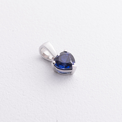 Срібний кулон "Сердечко" (синт. сапфір) 3018/1р-HSPH