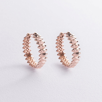 Серьги - кольца в красном золоте с09031 №4