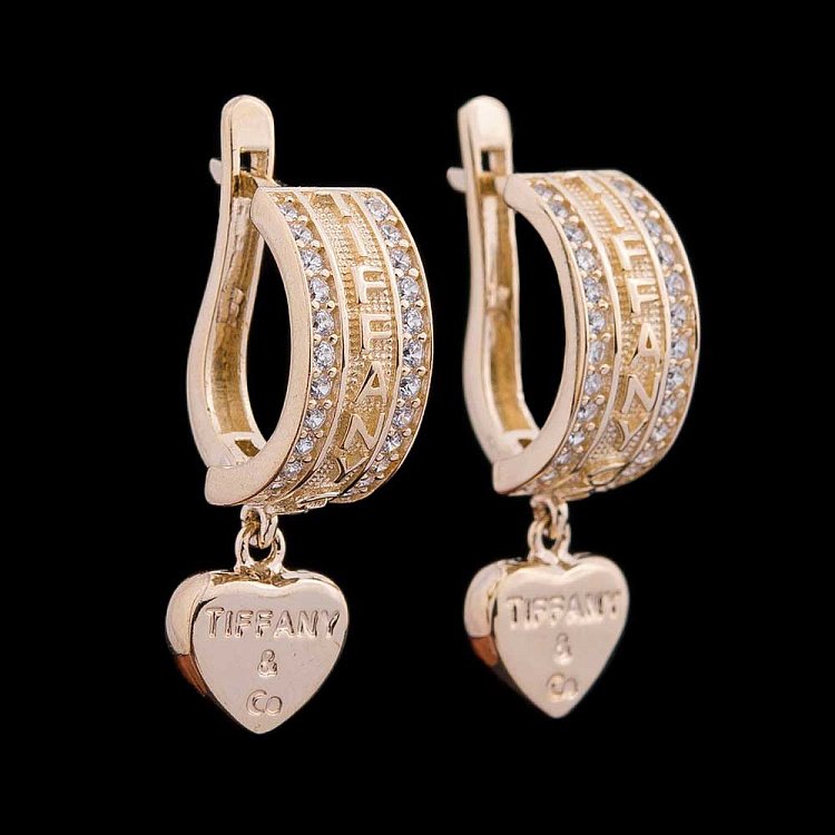 Золотые серьги с фианитами с04252 от ювелирного магазина Оникс