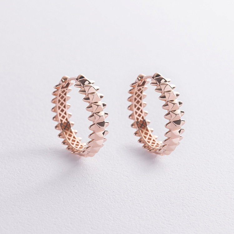 Серьги - кольца в красном золоте с09031 от ювелирного магазина Оникс - 3