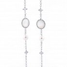 Срібні сережки (фіаніт, перламутр, культ. прісн. перли) 122058 от ювелирного магазина Оникс - 1