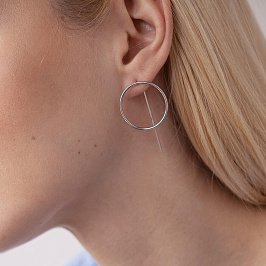 Серьги "Геометрия" в белом золоте с07881