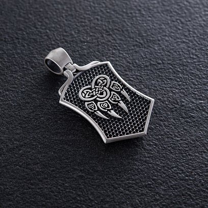 Серебряный кулон "Волк воет на луну" 376 №9