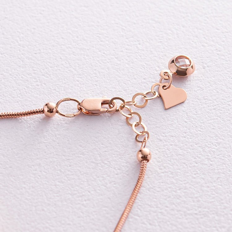 Браслет "Кульки" в червоному золоті (фіаніти) б04802 від ювелірного магазину Онікс - 5