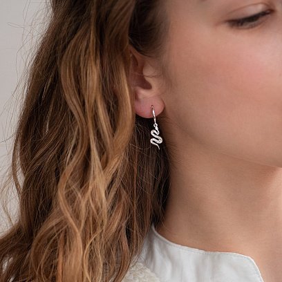 Срібні сережки - пусети "Змії" 123008 №5