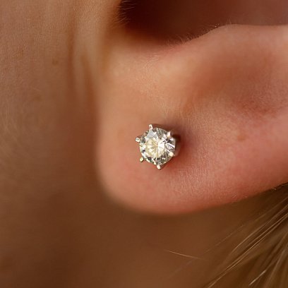 Сережки - пусети з діамантами (біле золото) 331581121 №4