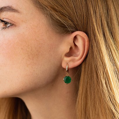 Золоті сережки "Захоплення" з оніксом с05294 №2