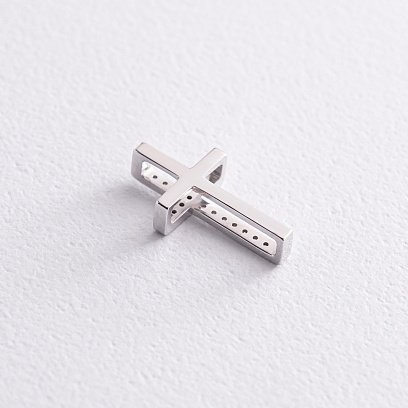 Хрестик у білому золоті з діамантами 12311121 №2